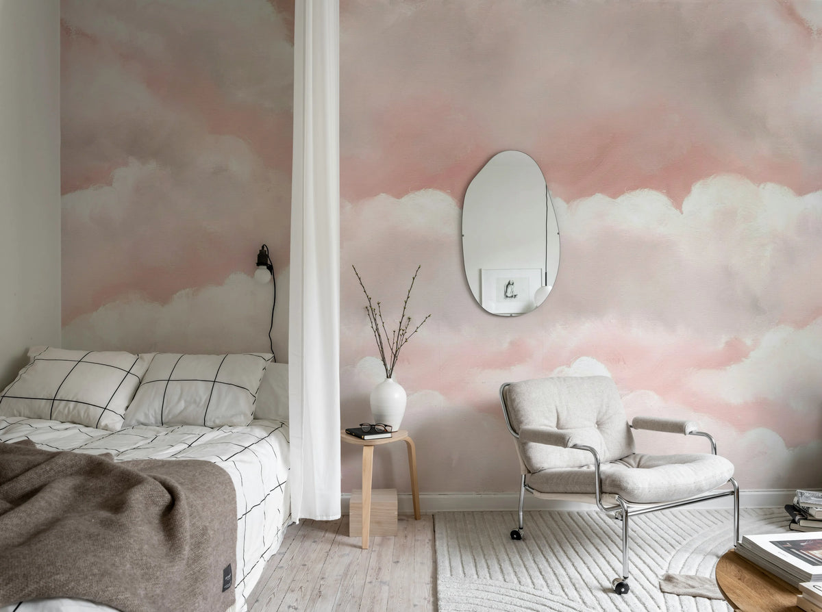 Storm Clouds, Pink Mural Wallpaper - room preview 03