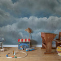 Storm Clouds, Blue Mural Wallpaper - room preview 03
