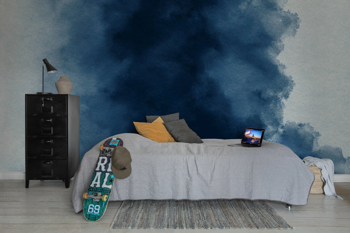 Color Flow, Blue Mural Wallpaper - room preview 03