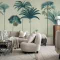 Vintage Palms, Blue Mural Wallpaper - room preview 03