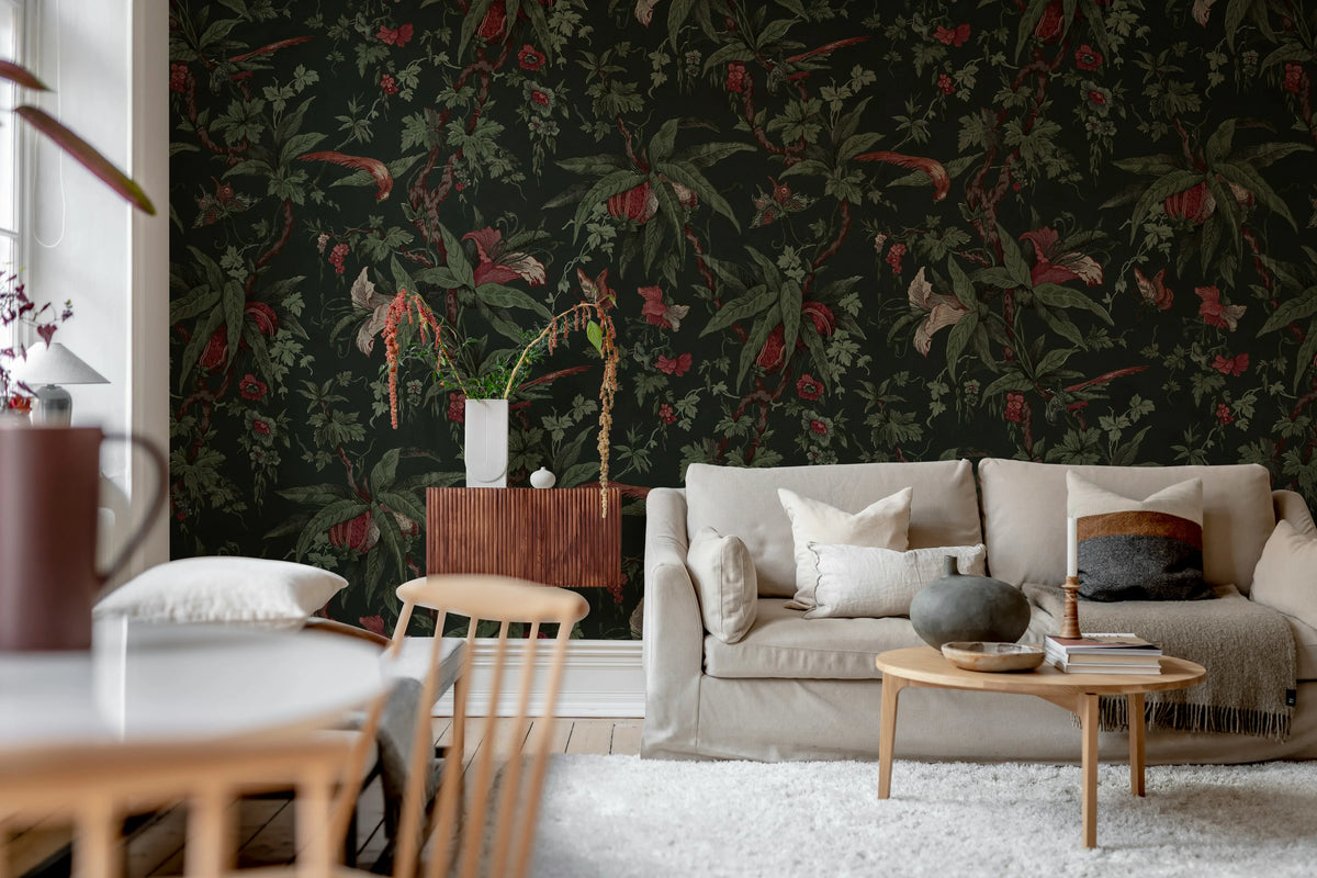 Nature of Eden, Black Mural Wallpaper - room preview 03