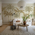 Golden Palms, Beige Mural Wallpaper - room preview 03