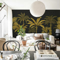 Golden Palms, Black Mural Wallpaper - room preview 03