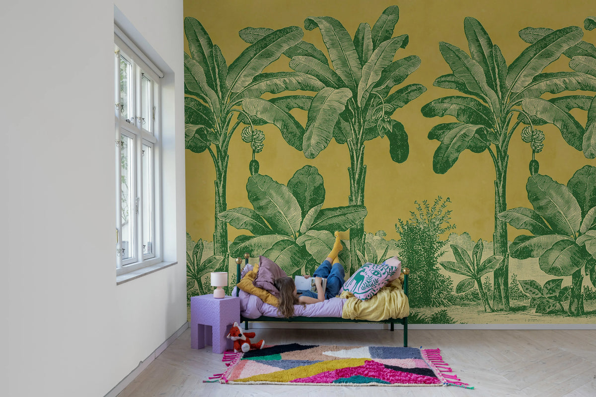 Timeless Tropics, Yellow Mural Wallpaper - room preview 03