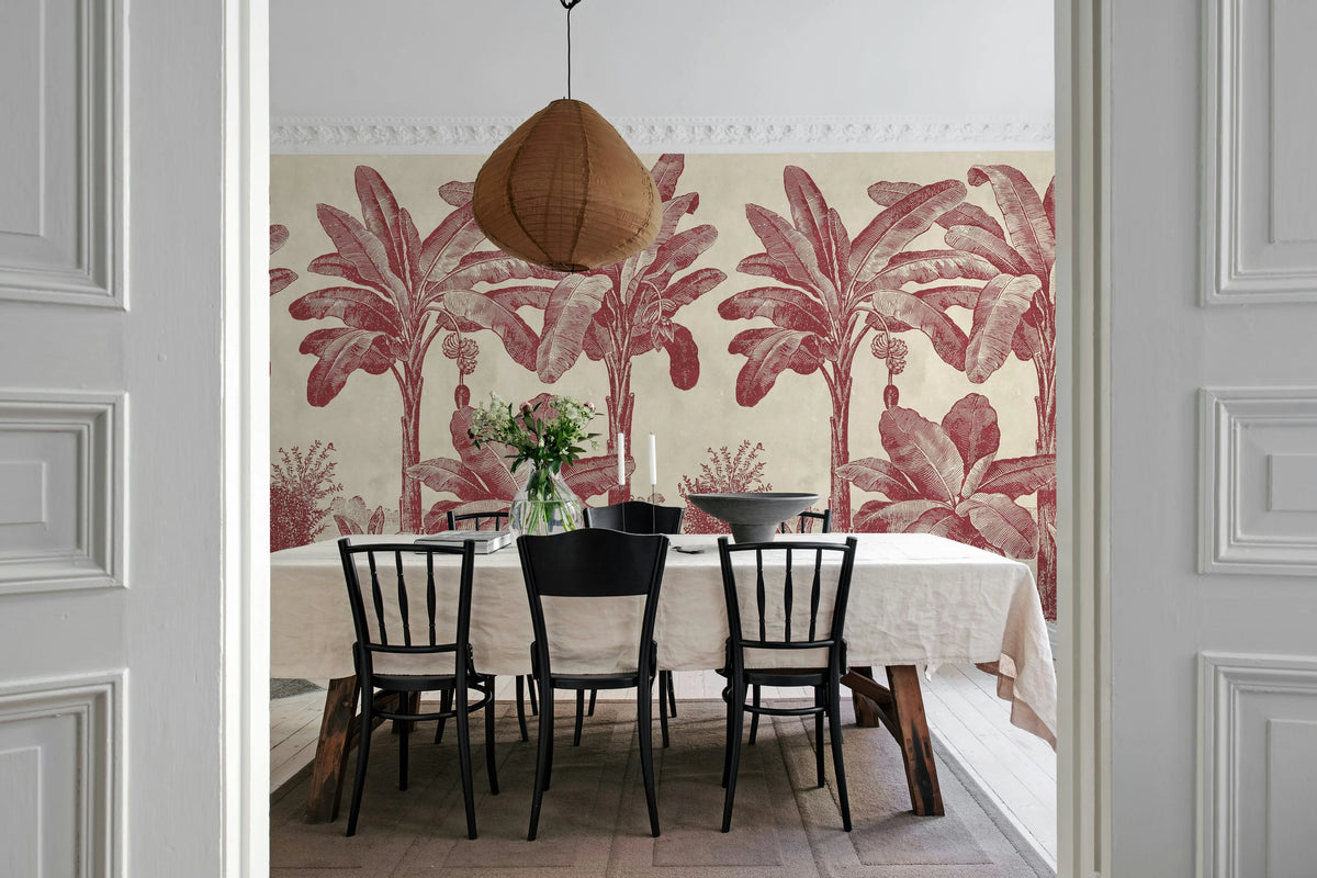 Timeless Tropics, Red Mural Wallpaper - room preview 03