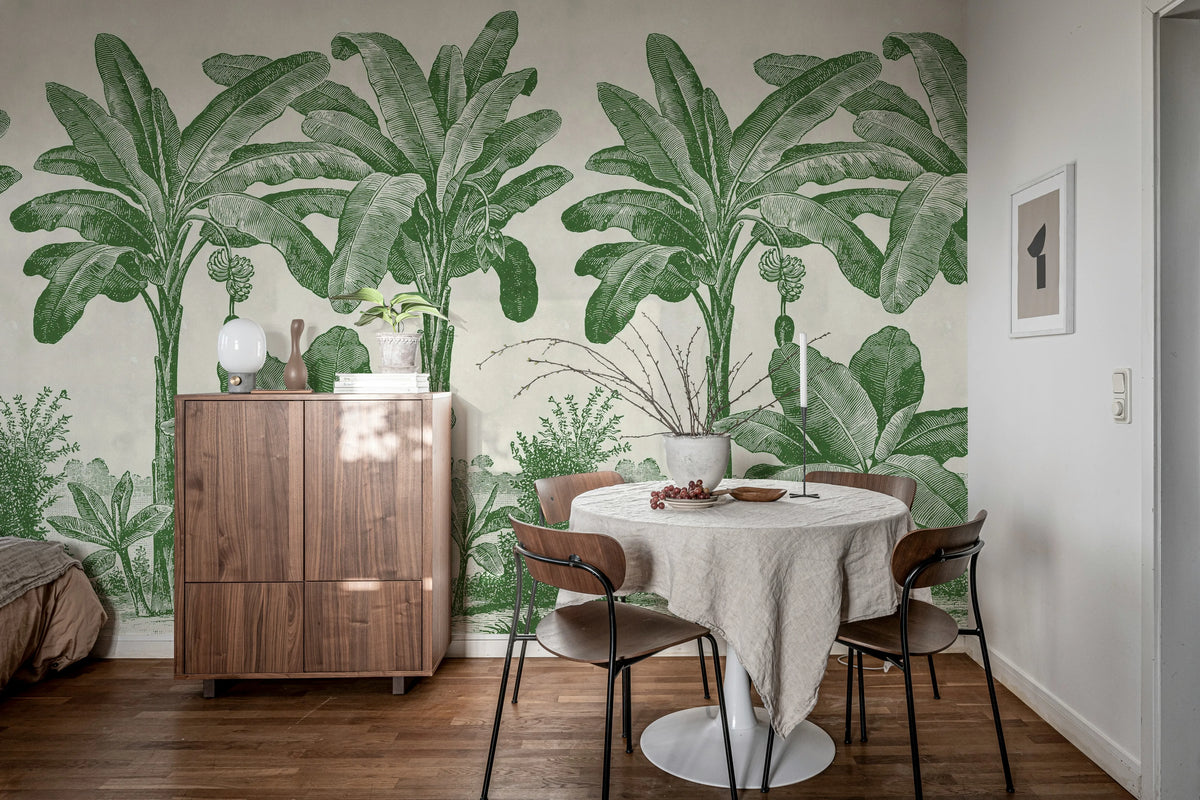 Timeless Tropics, Green Mural Wallpaper - room preview 03