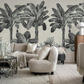 Timeless Tropics, Black & White Mural Wallpaper - room preview 03