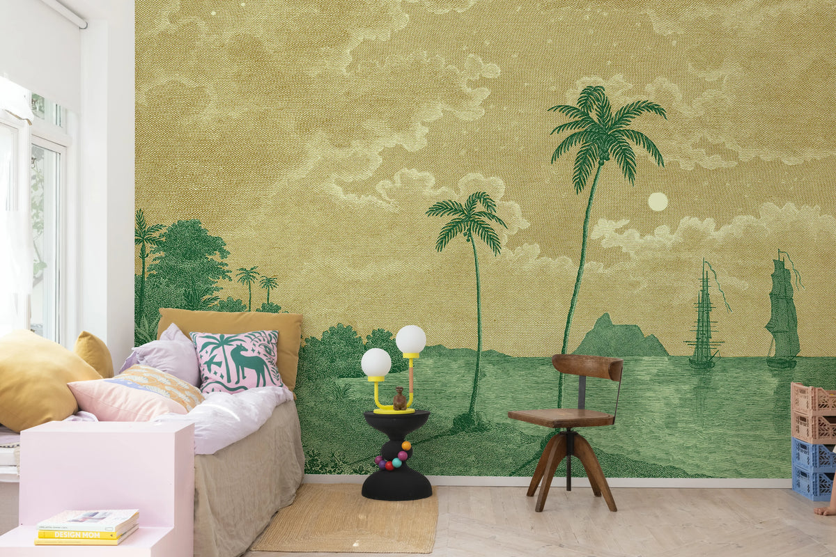 Palm Beach, Yellow Mural Wallpaper - room preview 03