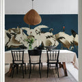 Dancing Cranes, Blue Mural Wallpaper - room preview 03