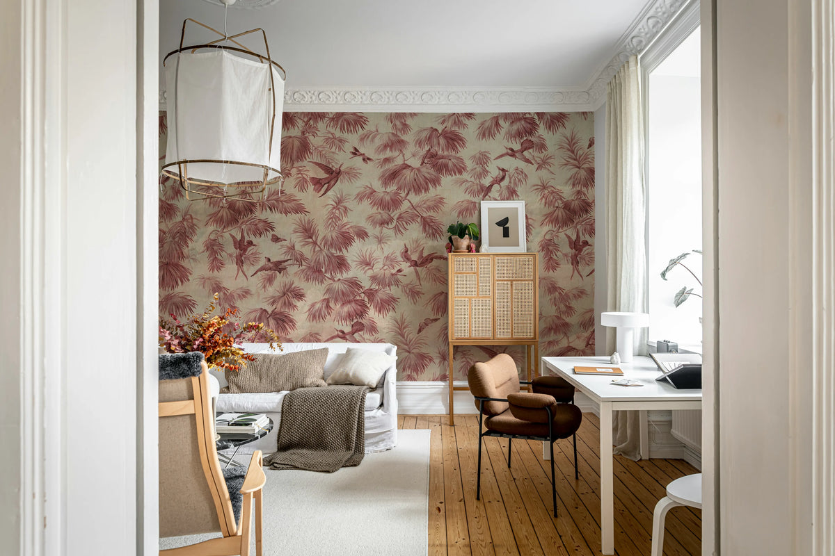 Humming Harmony, Red Mural Wallpaper - room preview 03