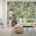 Humming Harmony, Green Mural Wallpaper - room preview 03