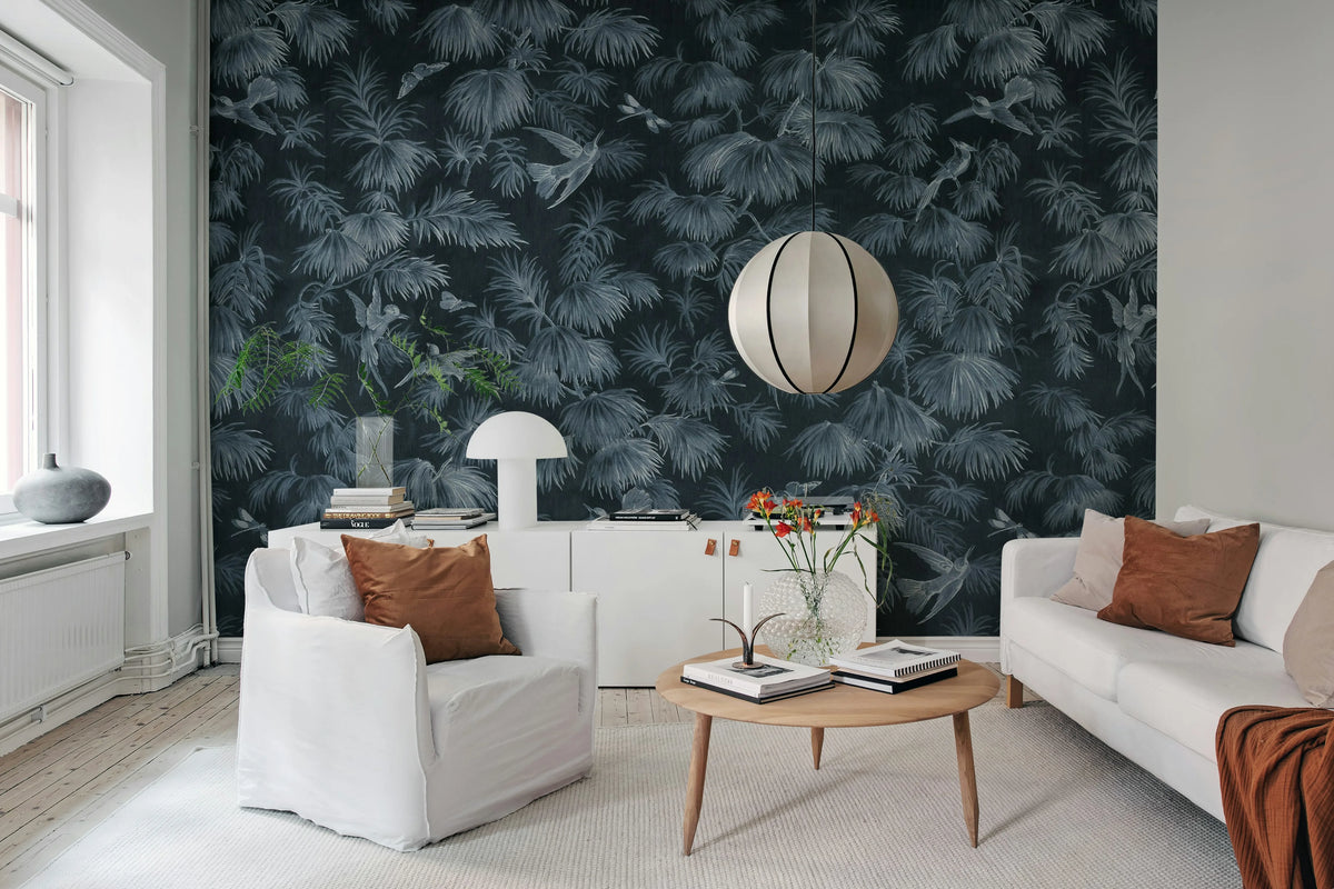 Humming Harmony, Blue Mural Wallpaper - room preview 03