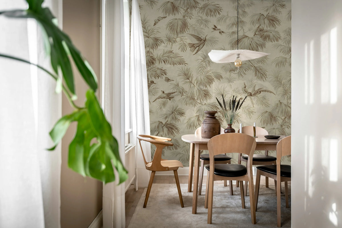 Humming Harmony, Beige Mural Wallpaper - room preview 03