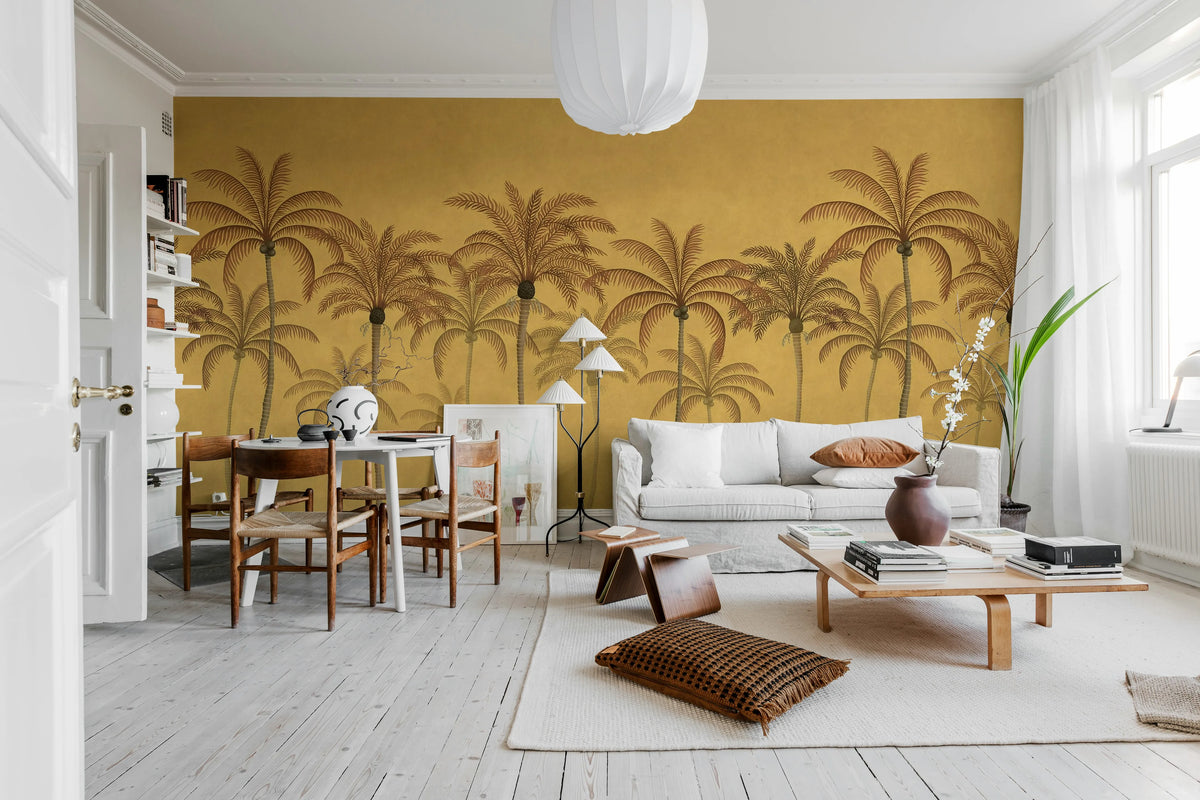 Palm Parade, Yellow Mural Wallpaper - room preview 03