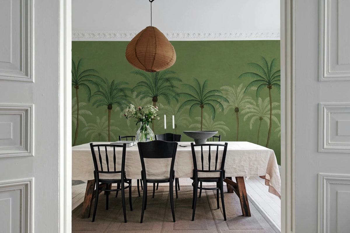 Palm Parade, Green Mural Wallpaper - room preview 03