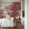 The Vintage Grove, Burgundy Mural Wallpaper - room preview 03