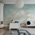 Vintage Clouds, Blue Mural Wallpaper - room preview 03
