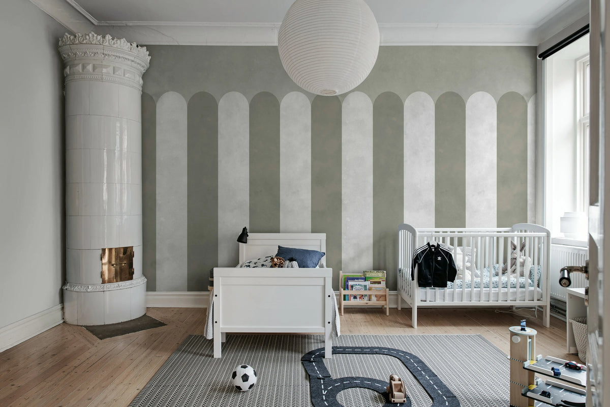 Circus Stripes, Pearl Mural Wallpaper - room preview 03