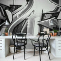 Graffiti Wall, Black & White Mural Wallpaper - room preview 03