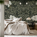 Fabulous Flowers, Gray Mural Wallpaper - room preview 03