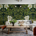 Fabulous Flowers, Green Mural Wallpaper - room preview 03