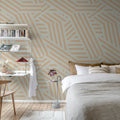 Abstract Stripes, Peach & Pearl Mural Wallpaper - room preview 03