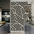 Abstract Stripes, Liquorice & Cream Mural Wallpaper - room preview 03
