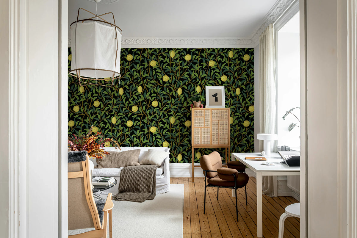 Lemon Garden, Midnight Mural Wallpaper - room preview 03