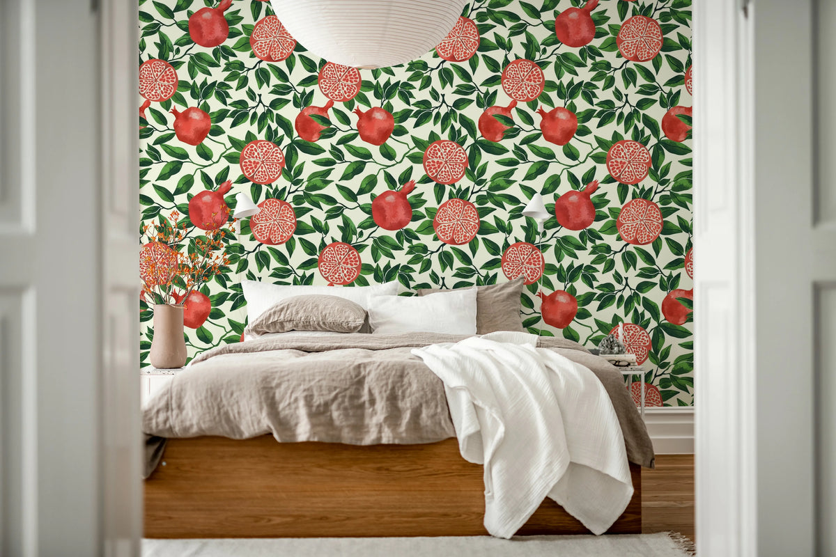 Pomegranate, Green Mural Wallpaper - room preview 03