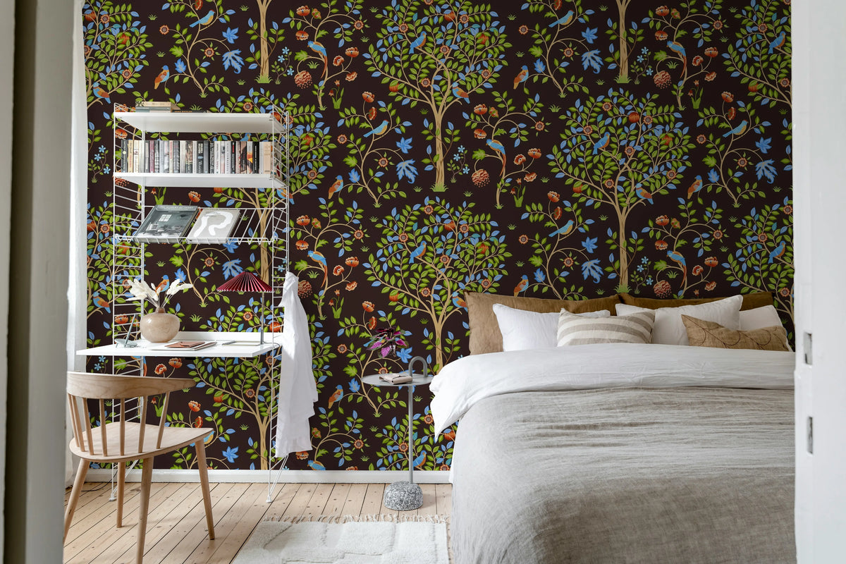Bird Garden, Midnight Mural Wallpaper - room preview 03