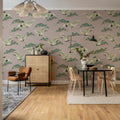 Flying Cranes, Pink Mural Wallpaper - room preview 03