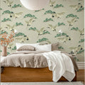 Flying Cranes, Beige Mural Wallpaper - room preview 03