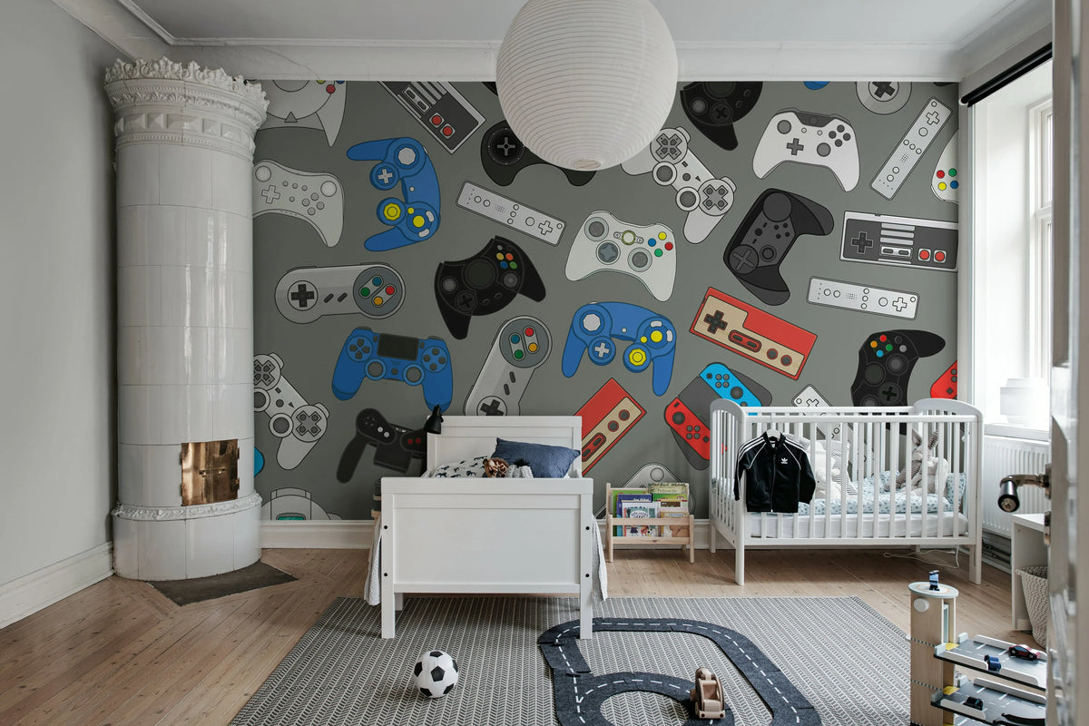 Controls, Blue Mural Wallpaper - room preview 03