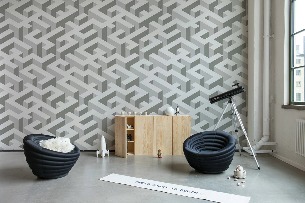Mace Game, Gray Mural Wallpaper - room preview 03