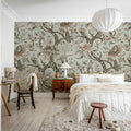 Wings in Bloom, Beige Mural Wallpaper - room preview 03