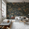 Wings in Bloom, Dark Blue Mural Wallpaper - room preview 03