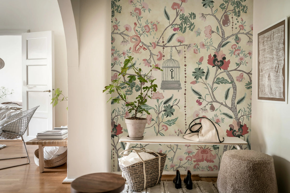 Mystic Garden, Beige Mural Wallpaper - room preview 03