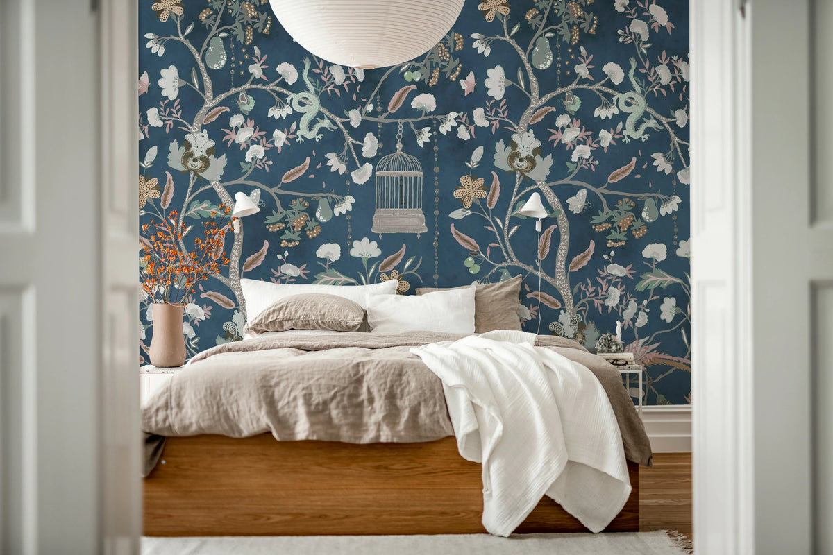 Mystic Garden, Dark Blue Mural Wallpaper - room preview 03