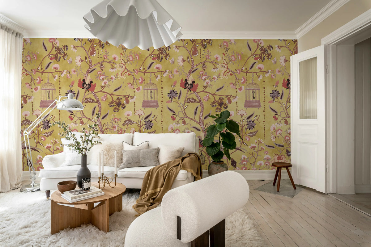 Mystic Garden, Yellow Mural Wallpaper - room preview 03