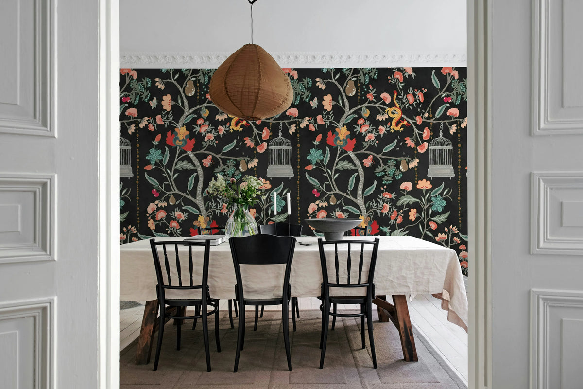 Mystic Garden, Black Mural Wallpaper - room preview 03