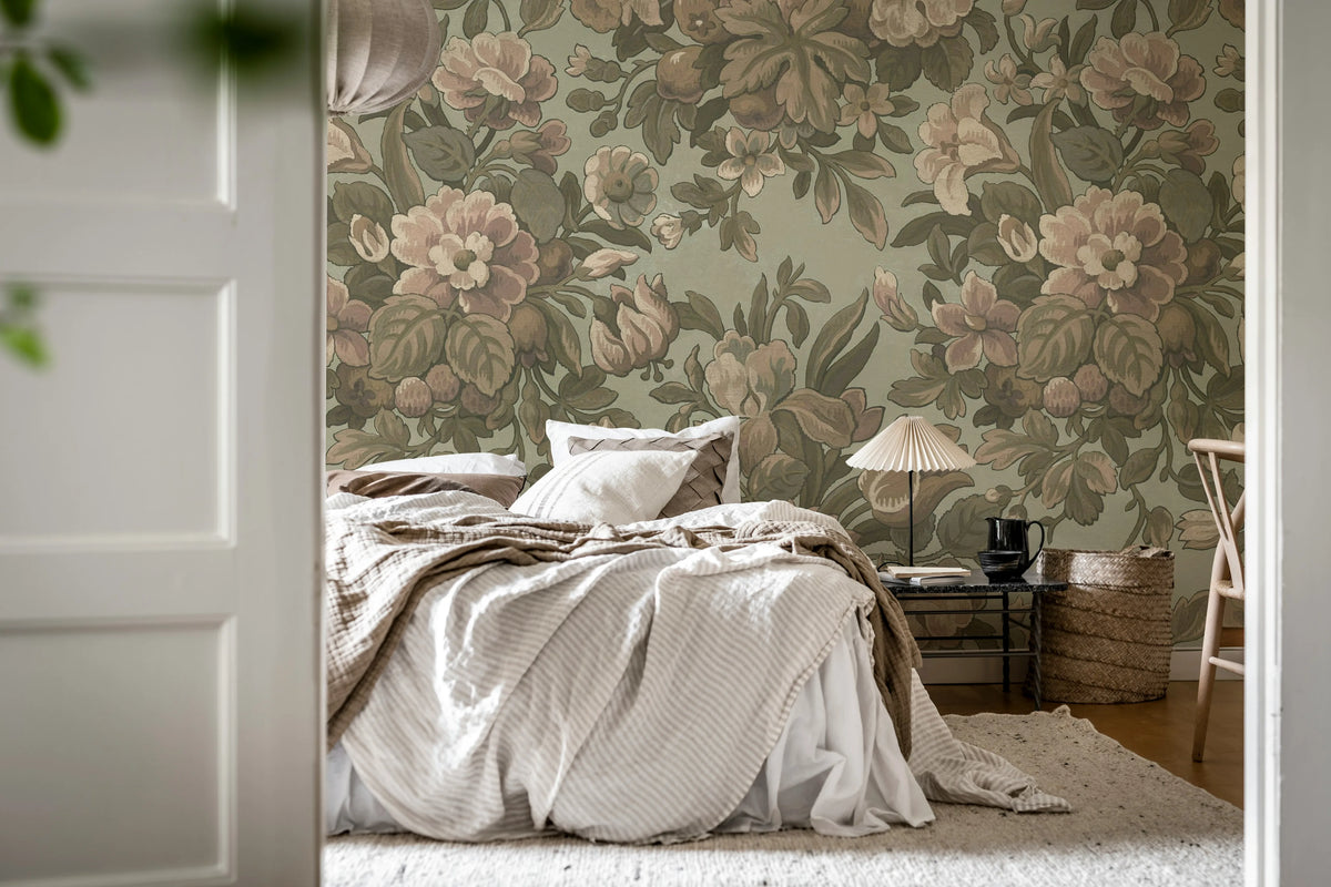 Majestic Vintage Garden, Dusty Pink Mural Wallpaper - room preview 03