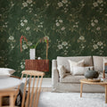 Poetic Flora, Green Mural Wallpaper - room preview 03