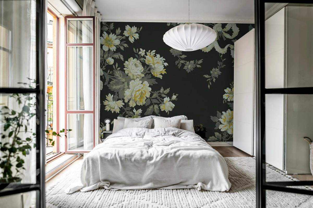 Vintage Bow, Black Mural Wallpaper - room preview 03