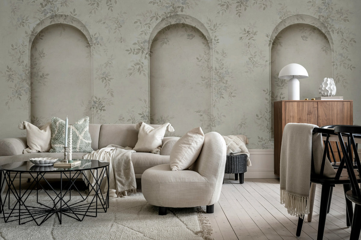 Daydream Arches, Gray Mural Wallpaper - room preview 03