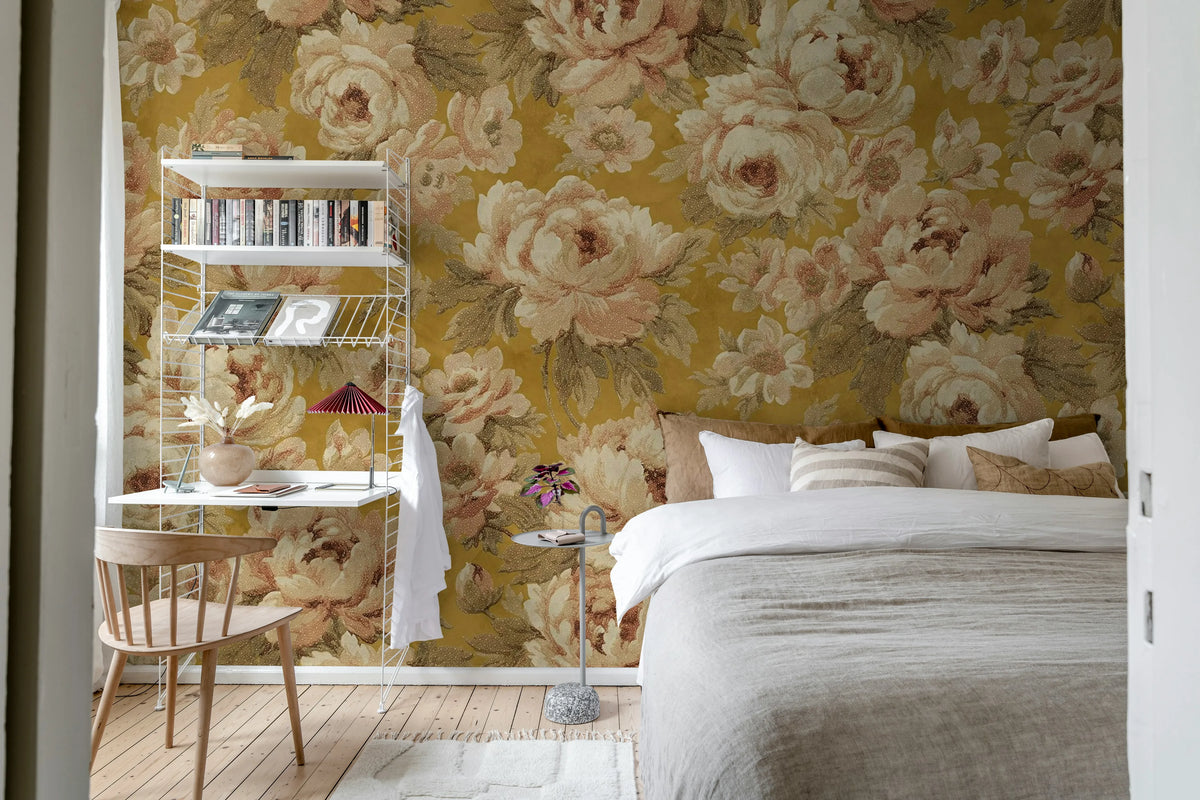 Eternal Blossoms, Yellow Mural Wallpaper - room preview 03
