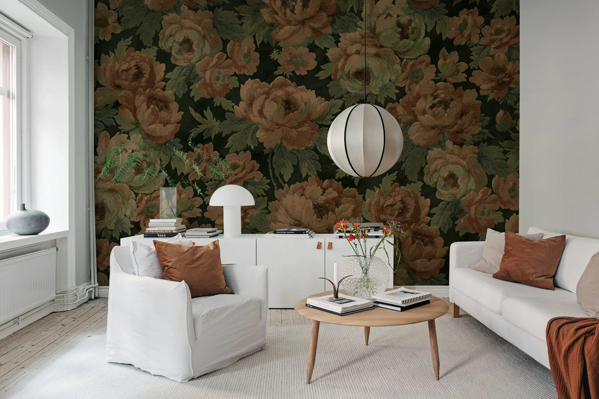 Eternal Blossoms, Black Mural Wallpaper - room preview 03