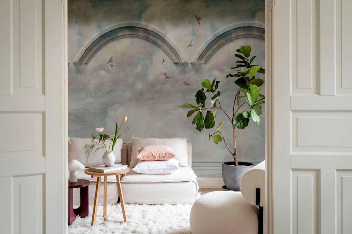 Heavenly Arches, Blue Mural Wallpaper - room preview 03
