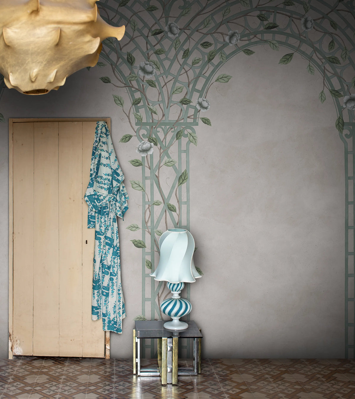 Poetic Trellis, Light Blue Mural Wallpaper - room preview 03