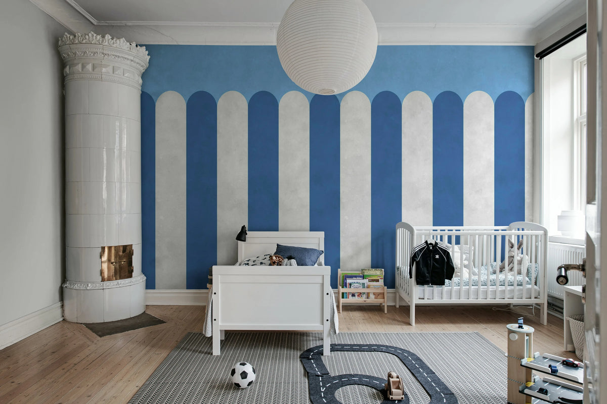 Circus Stripes, Blueberry Mural Wallpaper - room preview 03