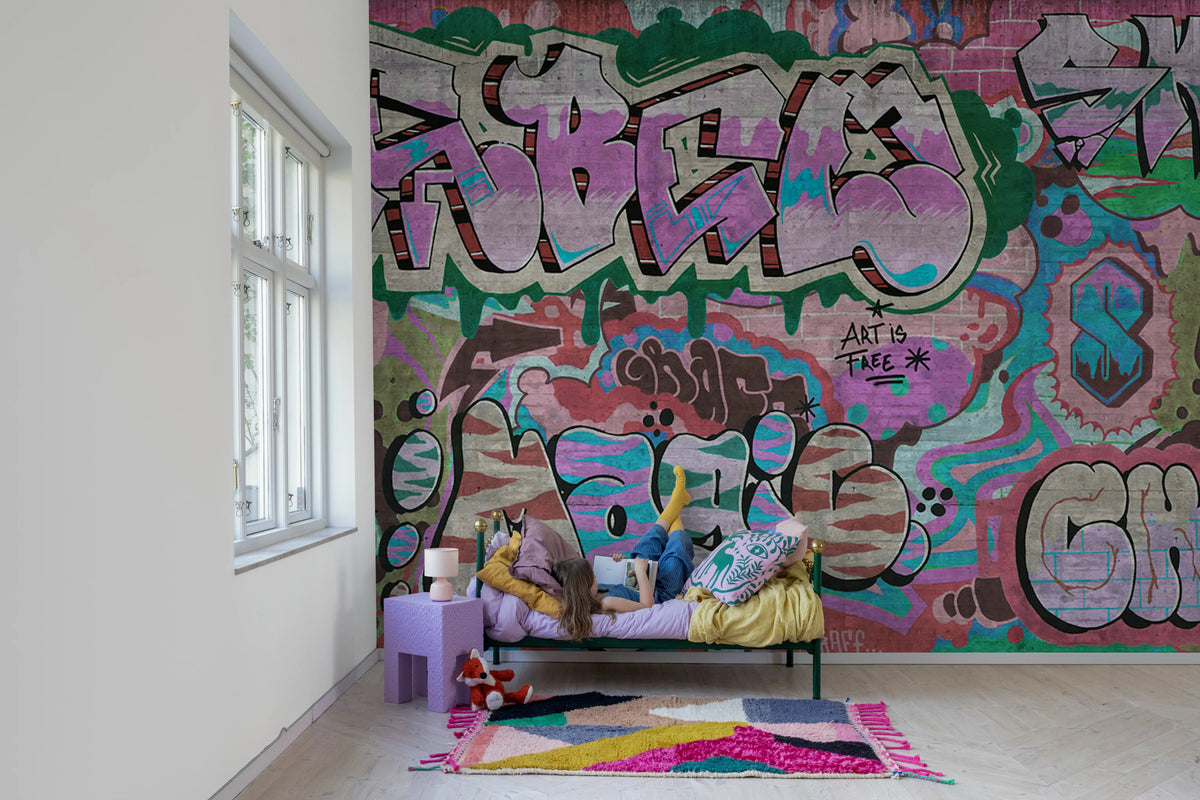 Graffiti, Pastel Mural Wallpaper - room preview 03